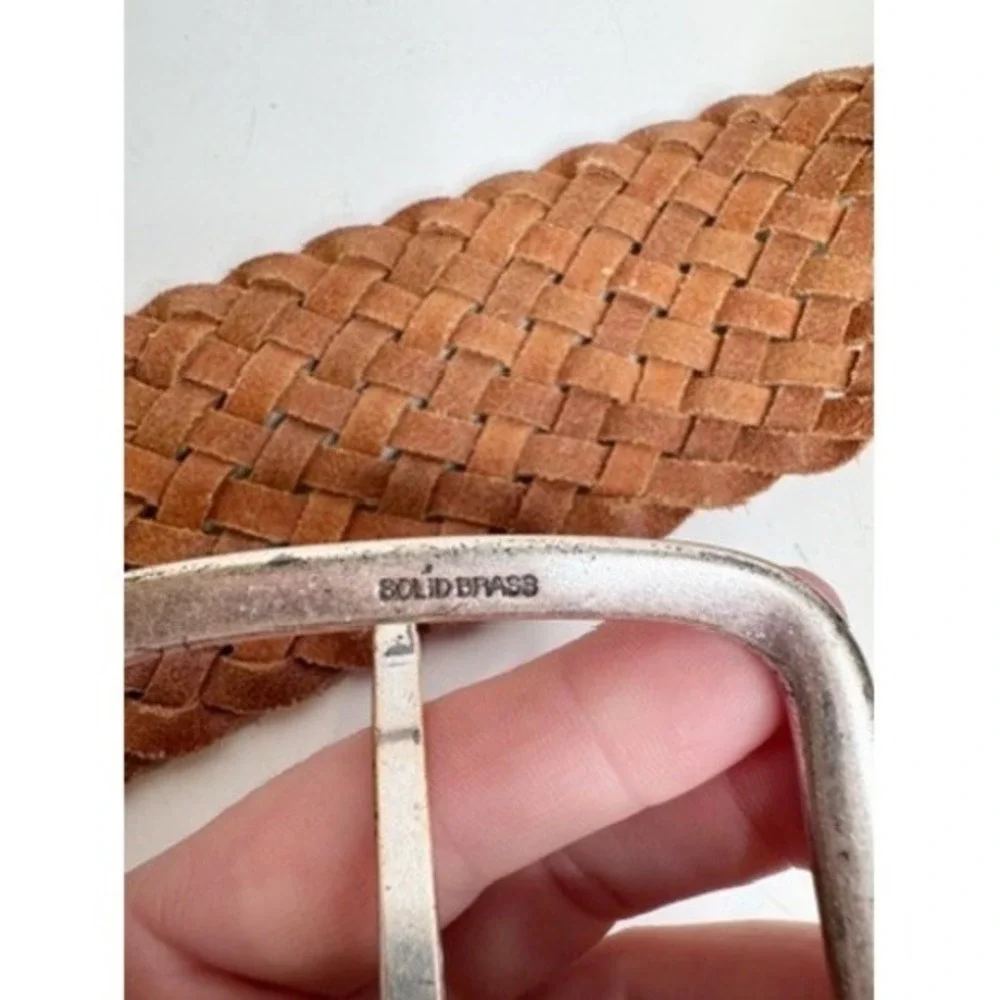 Linea Pelle | Y2K Metallic‎ Rose Gold + Pearlescent White Braided Leather Belt